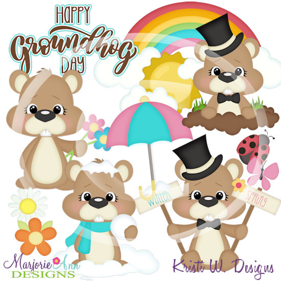 Groundhog Day SVG Cutting Files/Paper Piecing Set+Clipart - Click Image to Close